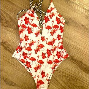 One piece flamingo bathing suit - reversible